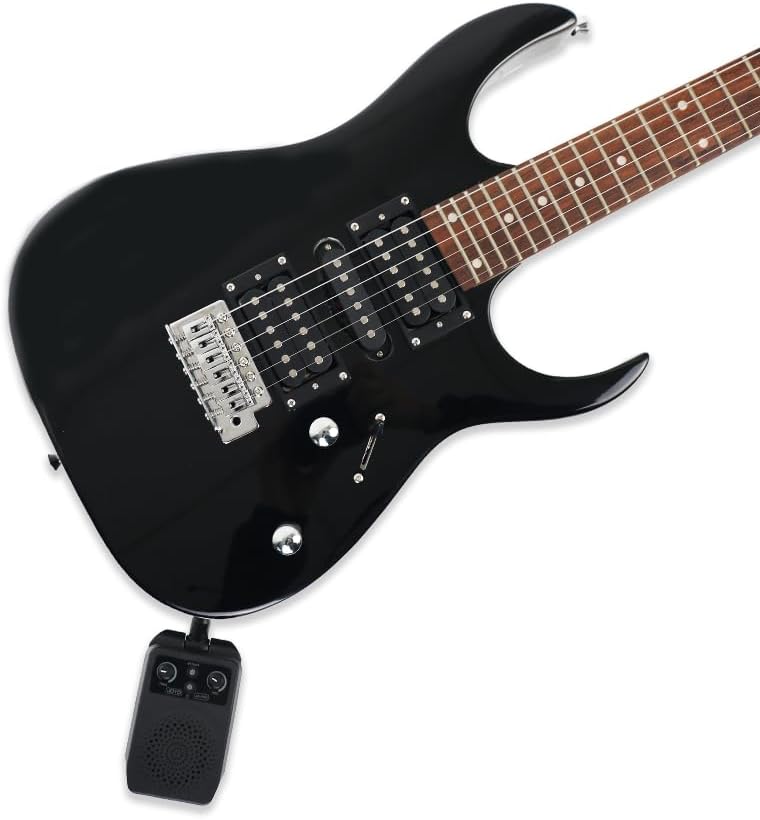 demusea Full size electric guitar kit package 24fret black color HSH pickups single tremolo bridge portable 5W rechargeable amplifier travel amp set practice for beginner starter with strap gigbag bundle - Image 4